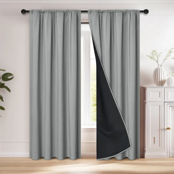 S3827d8bd42fd4ce6a4620bf22a28c88bG-1.webp 1pc 100% Blackout Curtain with Rod Pocket, Curtains for Living Room, Bedroom, Kitchen, Window Curtain, Drapes in Living Room