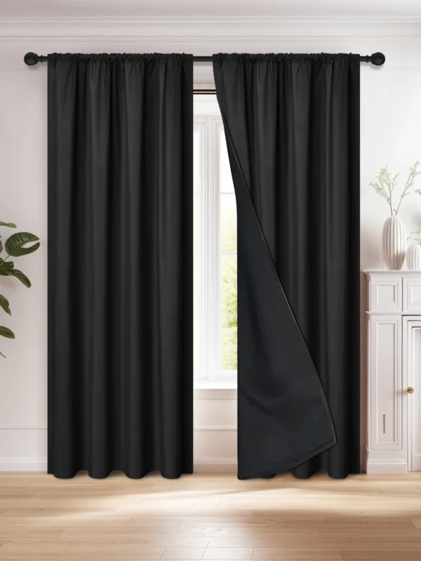S3f7b259591bb4094a8e4c1759a663d12e-1.webp 1pc 100% Blackout Curtain with Rod Pocket, Curtains for Living Room, Bedroom, Kitchen, Window Curtain, Drapes in Living Room