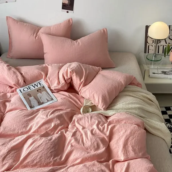 S43e53a584df24a028f69aa36afd07d79w-2.webp Duvet Cover Simple Modern Washed Skin-friendly Comfortable Bedroom Quite Covers Household Students Textile King Queen Size Ins