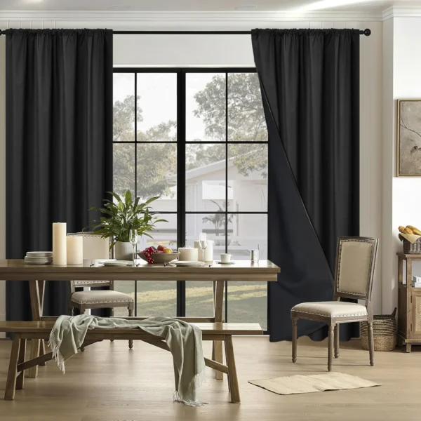 S84f8eab19c2042499c577b68af486825w-1.webp 1pc 100% Blackout Curtain with Rod Pocket, Curtains for Living Room, Bedroom, Kitchen, Window Curtain, Drapes in Living Room