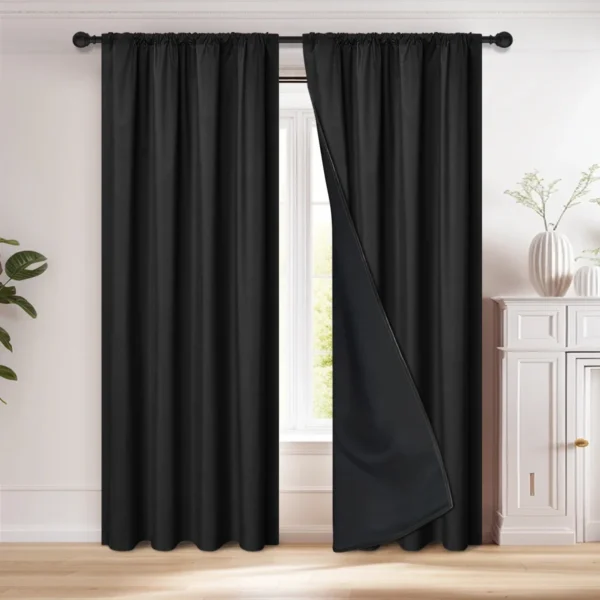 S8ac0ef267edb4037a8c862e5d5966d6ea-1.webp 1pc 100% Blackout Curtain with Rod Pocket, Curtains for Living Room, Bedroom, Kitchen, Window Curtain, Drapes in Living Room