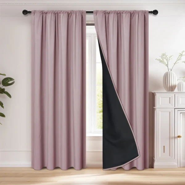 S9acf7133f91e4064b24e02e69e04135aV-2.webp 1pc 100% Blackout Curtain with Rod Pocket, Curtains for Living Room, Bedroom, Kitchen, Window Curtain, Drapes in Living Room