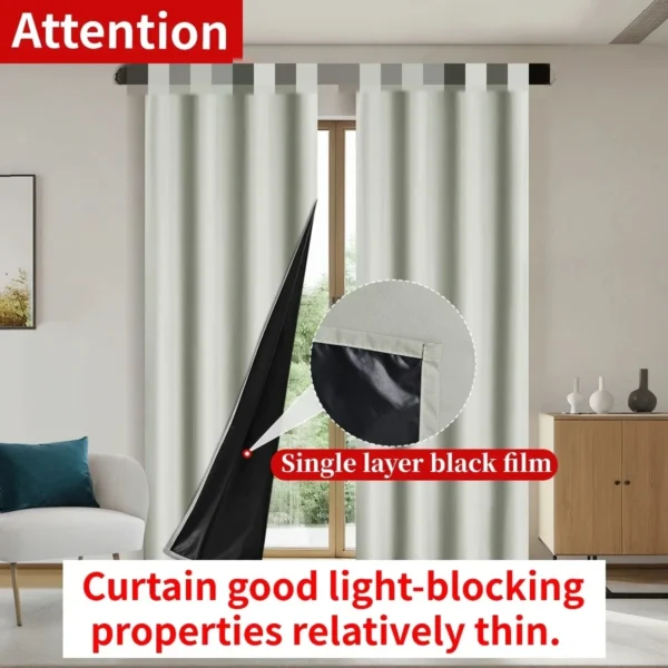 Sa0165606e1ab45e7a60116b689d9c8654-1.webp 1pc 100% Blackout Curtain with Rod Pocket, Curtains for Living Room, Bedroom, Kitchen, Window Curtain, Drapes in Living Room