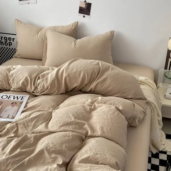 Sb0bc5e1643d74ad6bf262426ccadb579M-1.webp Duvet Cover Simple Modern Washed Skin-friendly Comfortable Bedroom Quite Covers Household Students Textile King Queen Size Ins