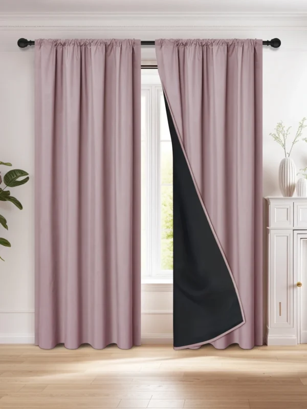 Sc00327afda0644e3aa32d48737a4ec37D-1.webp 1pc 100% Blackout Curtain with Rod Pocket, Curtains for Living Room, Bedroom, Kitchen, Window Curtain, Drapes in Living Room