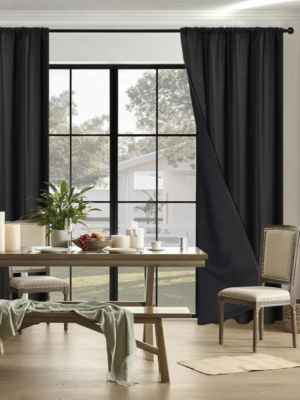 Sc9bdfa80557e41a7bd598972c9147dfbx-1.webp 1pc 100% Blackout Curtain with Rod Pocket, Curtains for Living Room, Bedroom, Kitchen, Window Curtain, Drapes in Living Room