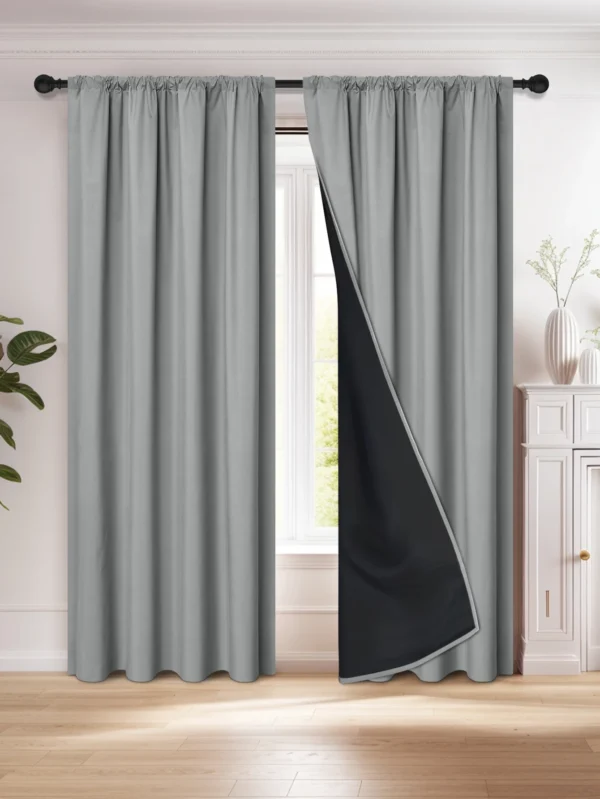 Sd085710f7b9d46e49e8d852d35a18913d-1.webp 1pc 100% Blackout Curtain with Rod Pocket, Curtains for Living Room, Bedroom, Kitchen, Window Curtain, Drapes in Living Room