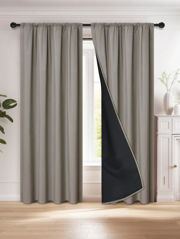 Sd51ad1c6213b47e7aa3a63227ed29d325-1.webp 1pc 100% Blackout Curtain with Rod Pocket, Curtains for Living Room, Bedroom, Kitchen, Window Curtain, Drapes in Living Room