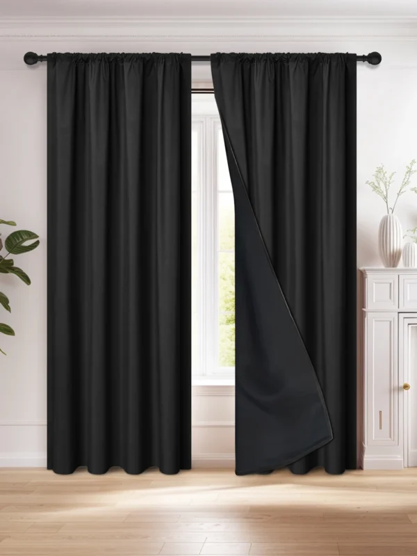 Sd8b74c3e1ca64de6bc30902419eef881g-1.webp 1pc 100% Blackout Curtain with Rod Pocket, Curtains for Living Room, Bedroom, Kitchen, Window Curtain, Drapes in Living Room